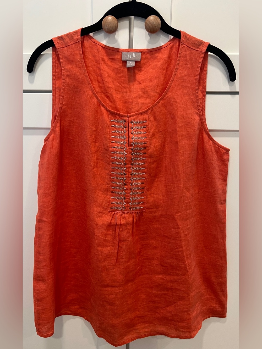 J. JILL 100% LINEN CORAL TANK TOP, SIZE S.
